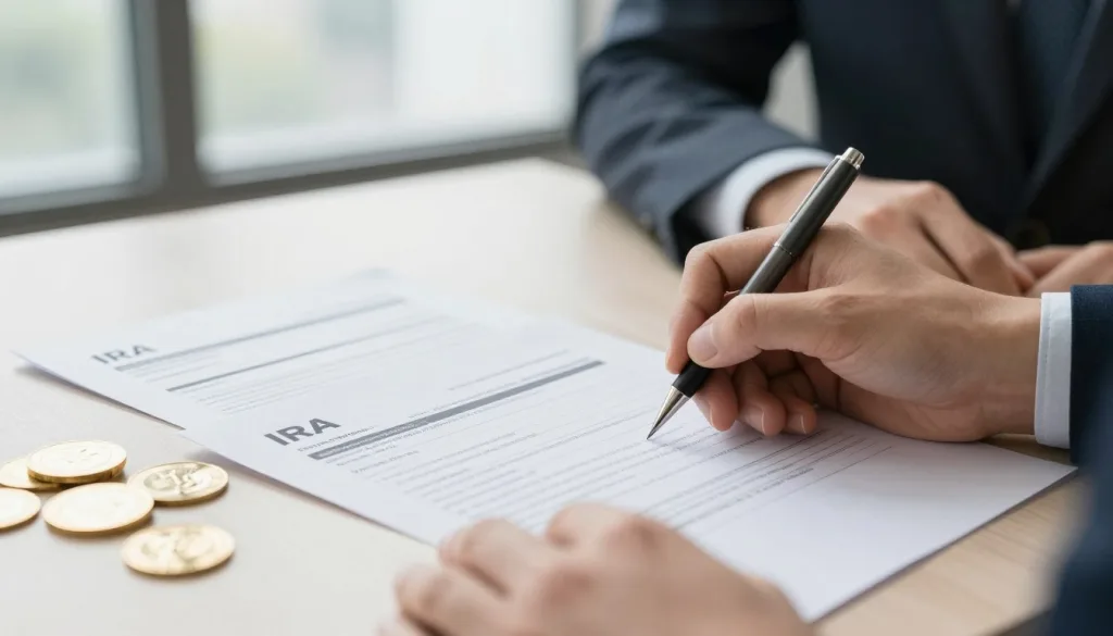 Professional reviewing noble gold IRA account documents and application process